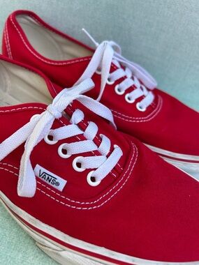 Vans Red Canvas Sneakers with White Laces